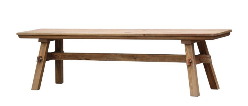 Farmhouse wooden bench seat for dining table