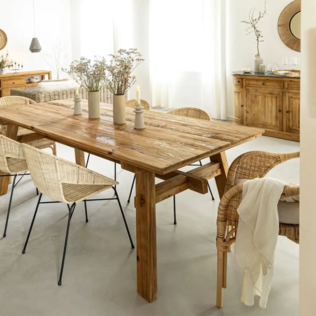 Farmhouse rustic boho dining table 2.2m long seats 8-10 people