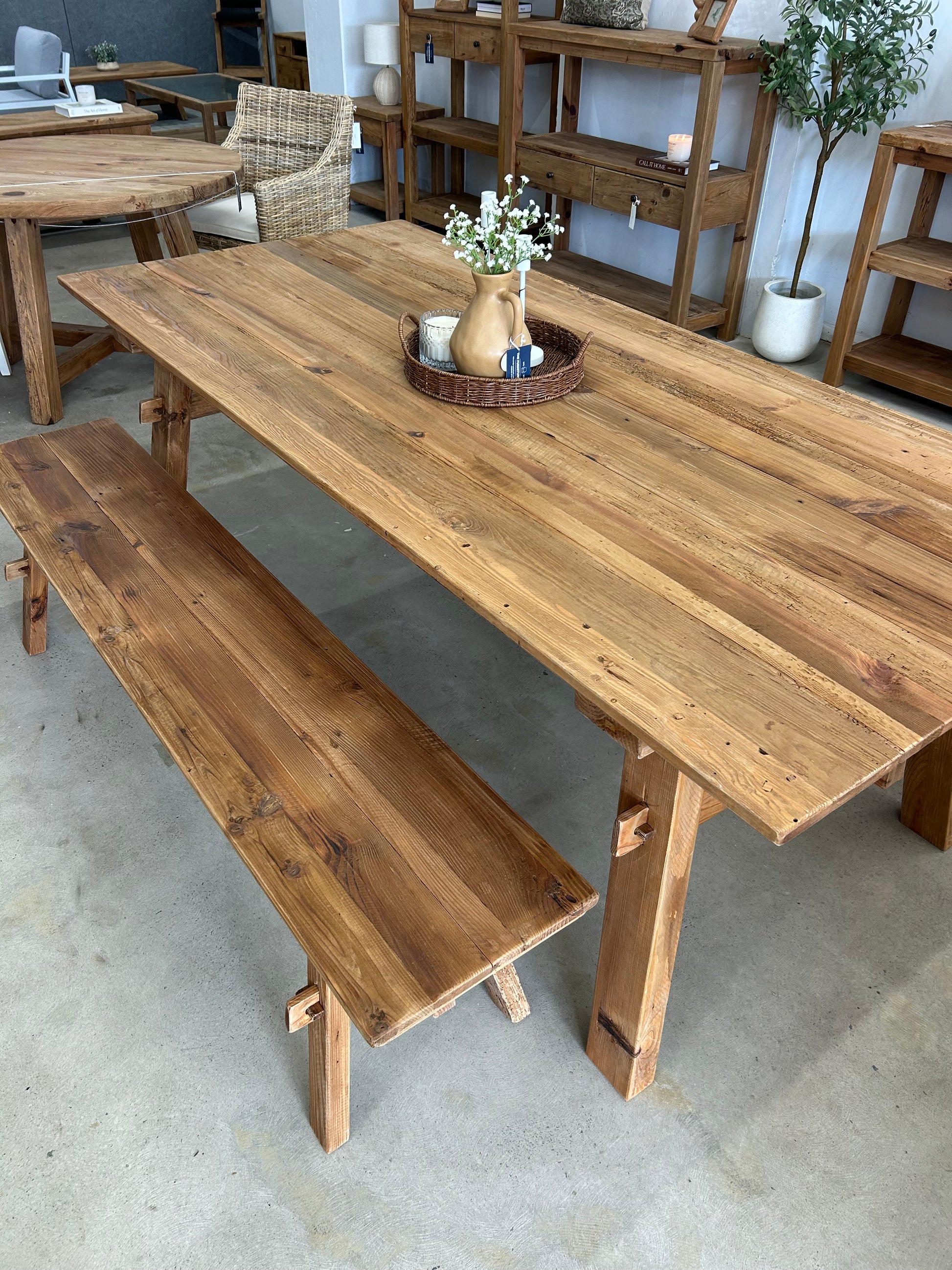 Top view of a rustic dining setting