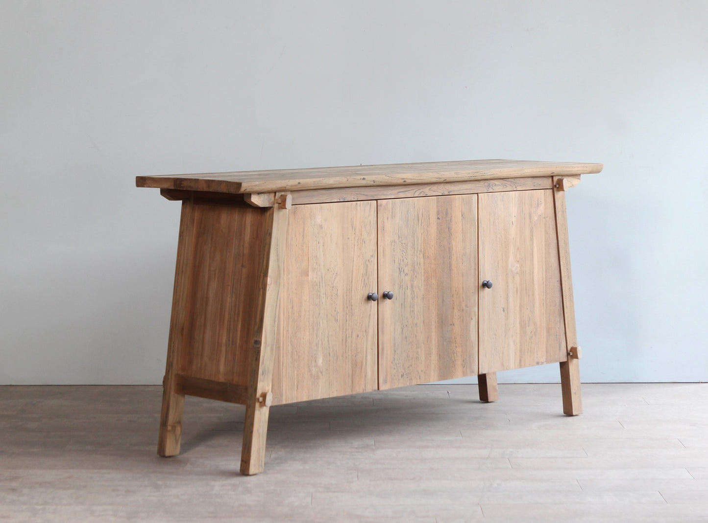 Farmhouse storage buffet with black handles