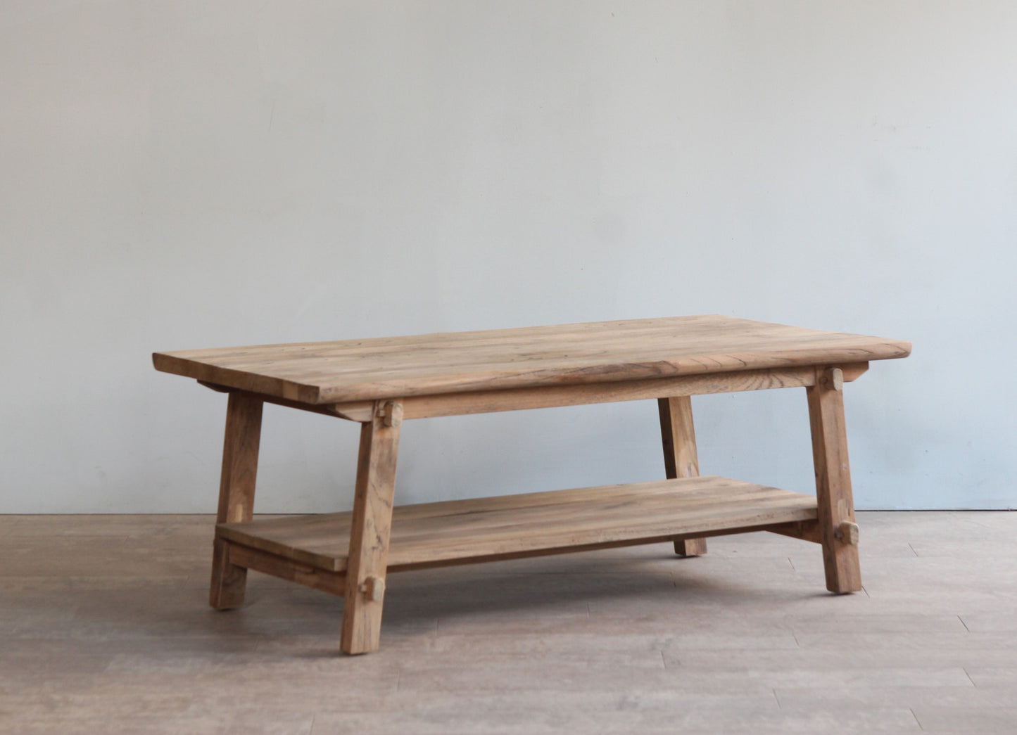 Modern country coffee table with trestle style legs