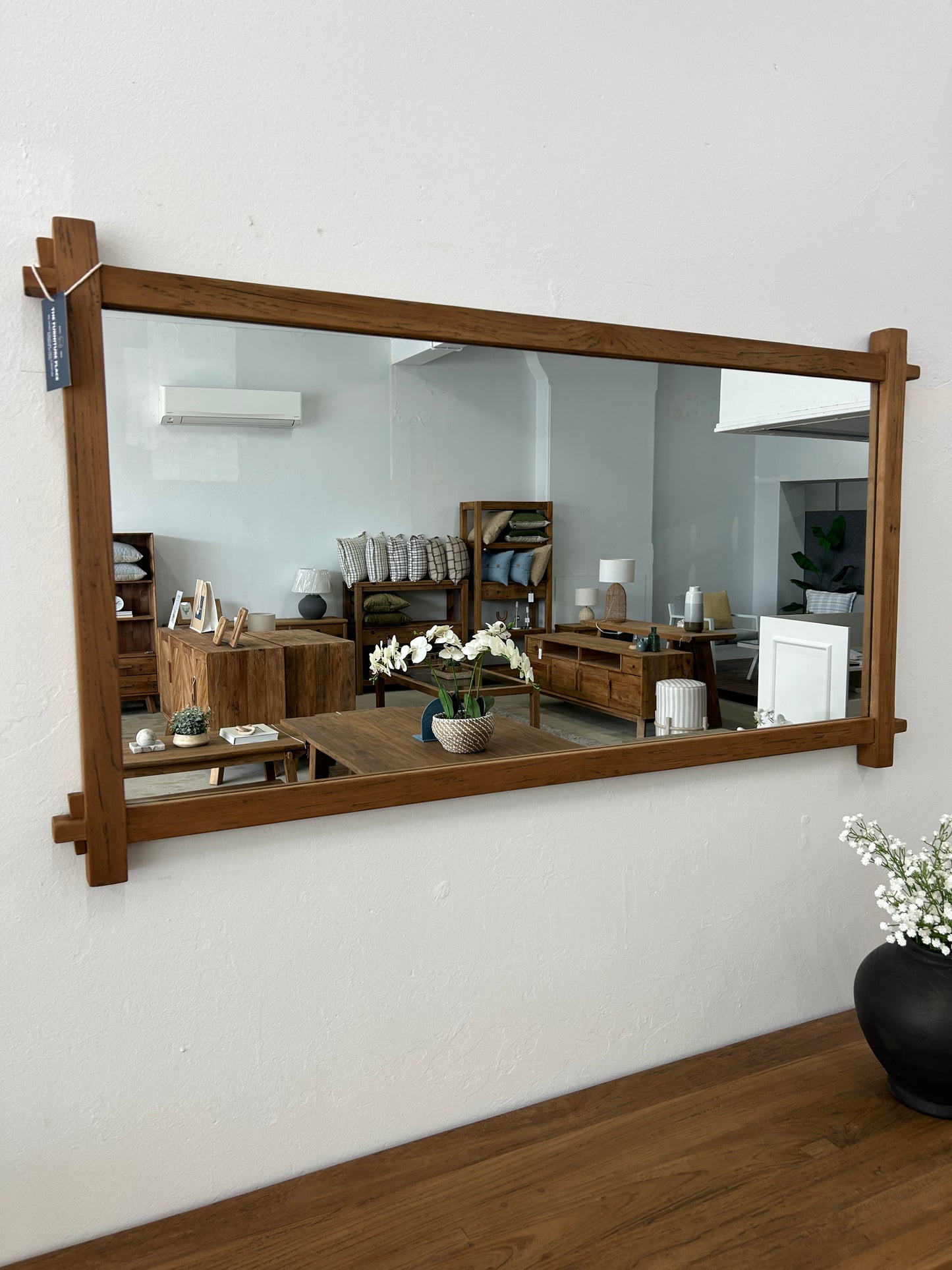 Wooden wall mirror for living room or hallway