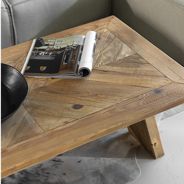 Farmhouse style rustic style weathered look coffee table for living room