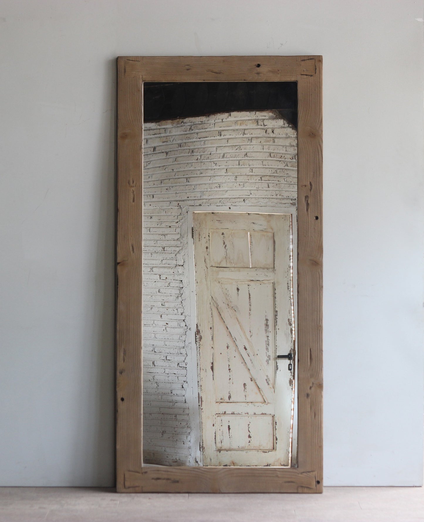 Full length mirror with wooden frame