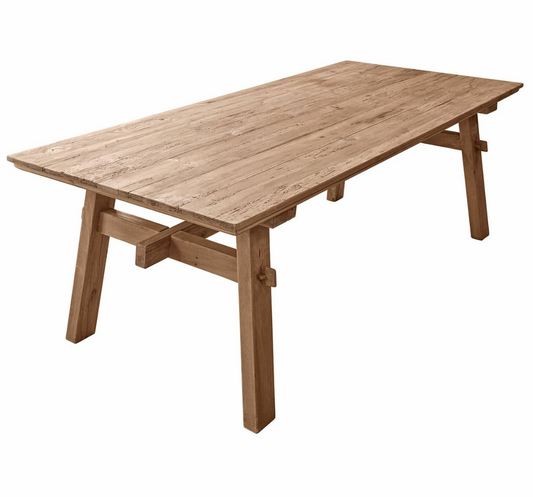 2.2m farmhouse style wooden dining table