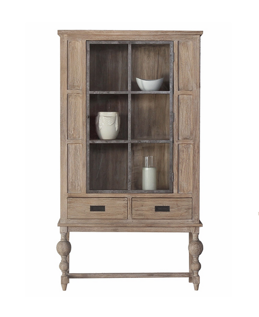 Wooden display cabinet with glass door