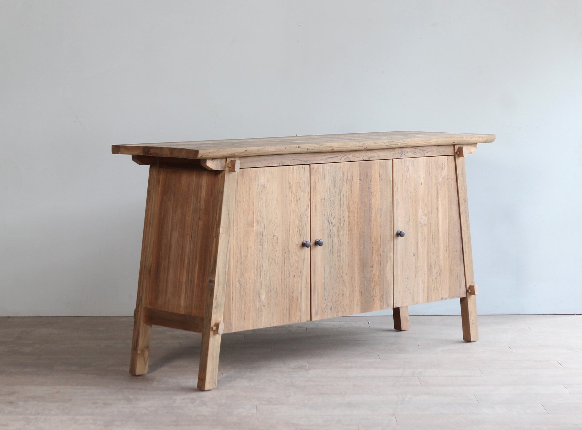 Farmhouse storage buffet with black handles