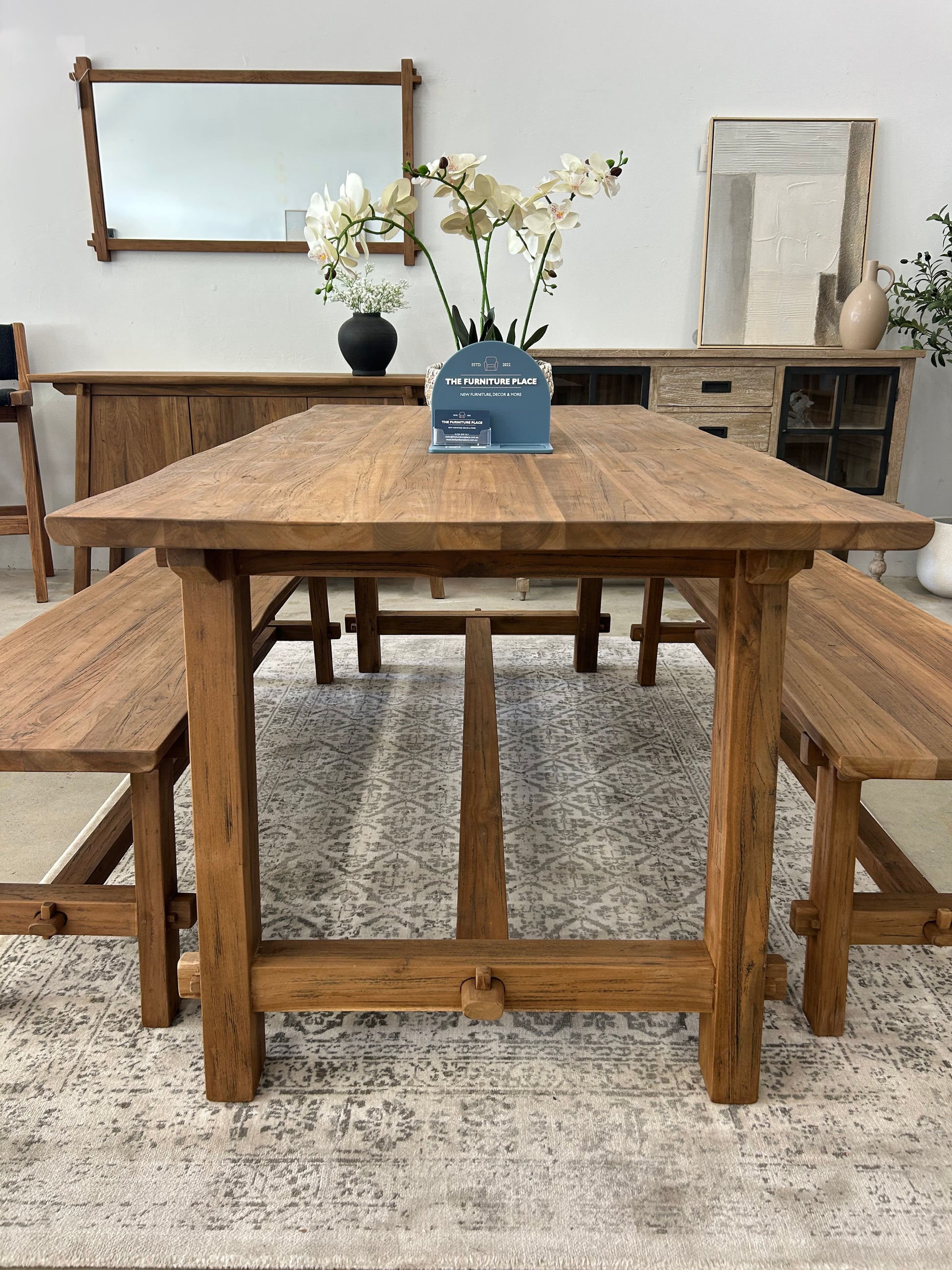 Dark wood dining table 180cm long