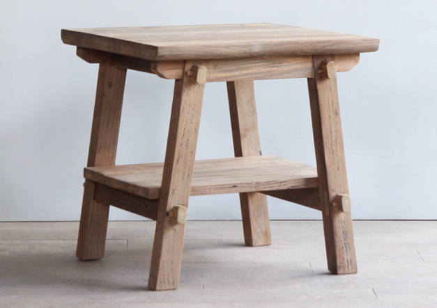 Wooden farmhouse side table for living room